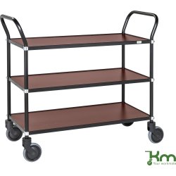 Rullbord – 3 hyllor, 1100x430x940 mm, svart/mahogn