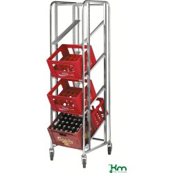 Kassevogn til 4 ølkasser, 410x585x1880, 150 kg