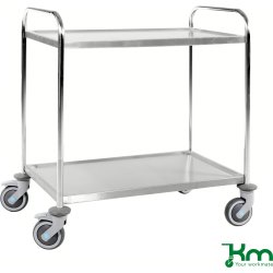 Highline rostfritt rullbord, 2 hyllor, 910x590x965