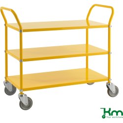 Rullvagn 3 hyllor, 1070x450x940 mm, 250 kg, gul