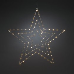 Metalstjerne, hængende, 112 LED, H64 cm, sølv