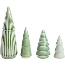 Juletræer i porcelæn, grønne nuancer, 4 stk.