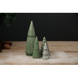Juletræer i porcelæn, grønne nuancer, 4 stk.