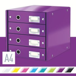 Leitz Click & Store skuffekabinet 4 rum, lilla