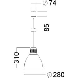 Luxo L-1 LED loftslampe, Ø28, sort