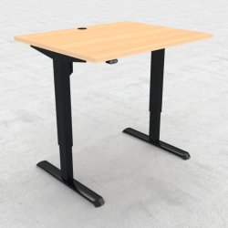Compact hæve/sænkebord, 100x80 cm, Bøg/sort