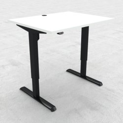Compact hæve/sænkebord, 100x80 cm, Hvid/sort