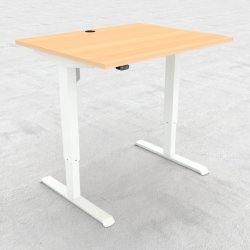 Compact hæve/sænkebord, 100x80 cm, Bøg/hvid