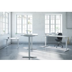 Compact hæve/sænkebord, 100x80 cm, Valnød/hvid