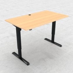 Compact hæve/sænkebord, 140x80 cm, Bøg/sort
