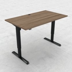 Compact hæve/sænkebord, 140x80 cm, Valnød/sort