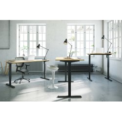 Compact hæve/sænkebord, 140x80 cm, Valnød/sort