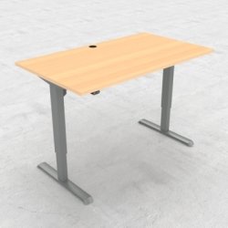 Compact hæve/sænkebord, 140x80 cm, Bøg/alu