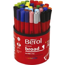 Berol Colour tuschpennor, B, 12 färger, 42 st.