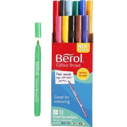 Berol Colour tuschpennor, B, 12 färger, 12 st.