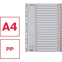 Esselte register A4, 1-20, plast, grå