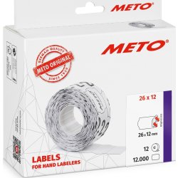 Meto Prisetiketter Perm. 26 x 12 mm vit 12 rl.