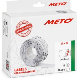 Meto Prisetiketter Perm. 26 x 12 mm vit 12 rl.