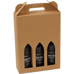Vinlåda, 3 flaskor, Brun