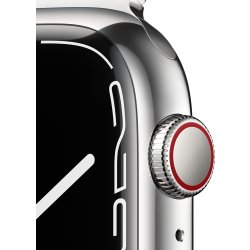 Apple Watch Series 7 (GPS+4G), 45mm, sølv, stålrem