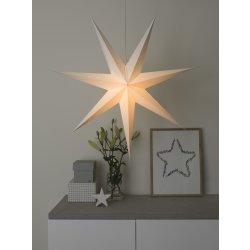 Papirstjerne, hængende, 7 spidser, Ø78 cm, hvid