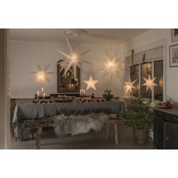 Papirstjerne, hængende, 7 spidser, Ø78 cm, hvid