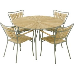 Marguerit trädgårdsbord/ø120cm + 4 stolar/Olivgrön