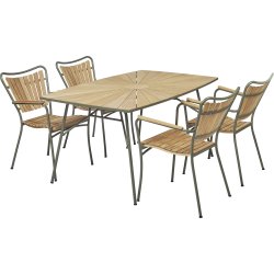 Marguerit trädgårdsbord L144cm + 4 stolar/Olivgrön