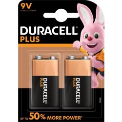 Duracell Plus 9V Batteri, 2 stk