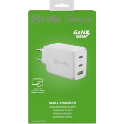 Celly ProPower 65W 3 Port USB-C og USB-A Adapter