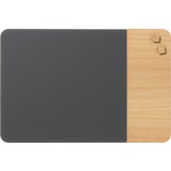 NAGA Glassboard tavle m. oak veneer 40x60 cm, grå