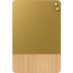 NAGA Glassboard tavle m. oak veneer 40x60 cm, guld