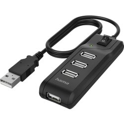 HAMA Hub USB-A 2.0 Switch 4x portar, svart