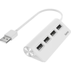 HAMA Hub USB-A 2.0 4x portar, vit