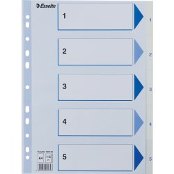Esselte-register A4 1-5 Plast Vit