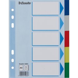 Register Esselte A5 5 flikar Färgad