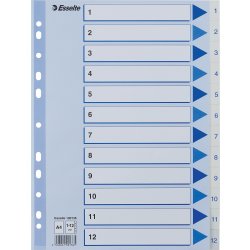 Esselte-register A4 1-12 Plast Vit