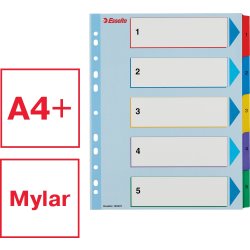 Esselte Mylar Register | A4 | Overskriv | 1-5