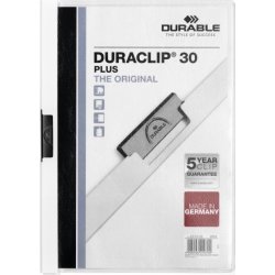 Durable Duraclip 30 Plus klämmapp, vit, 25 st.