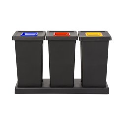 Style base til affaldsspande, 3x53 L, sort