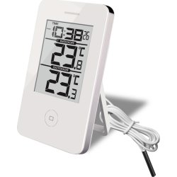Inne- & utetermometer med klocka