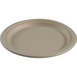 Engångstallrikar, Bagasse, Natur, 18 cm, 50 st.