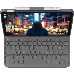 Logitech Slim Folio iPad Cover m/ Tastatur, grå