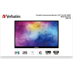 Verbatim 15,6” bærbar touch monitor, Full HD