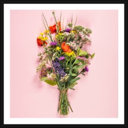 Plakat Colorful Bouquet, sort ramme, 50x50 cm
