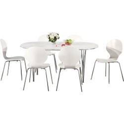 Comfort Classic matsalsset med 6 stolar vit/krom