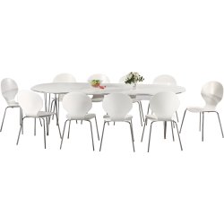 Comfort Classic matsalsset med 10 stolar vitt/krom
