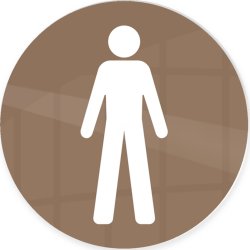 Skylt | Man | Ø10 cm | Brun