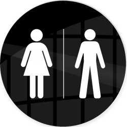 Skylt | Kvinna och man | Ø10 cm | Svart