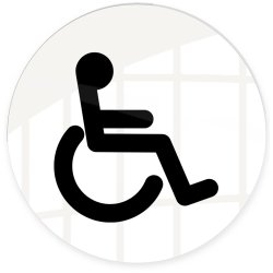 Skylt | Handikapp | Ø10 cm | Vit